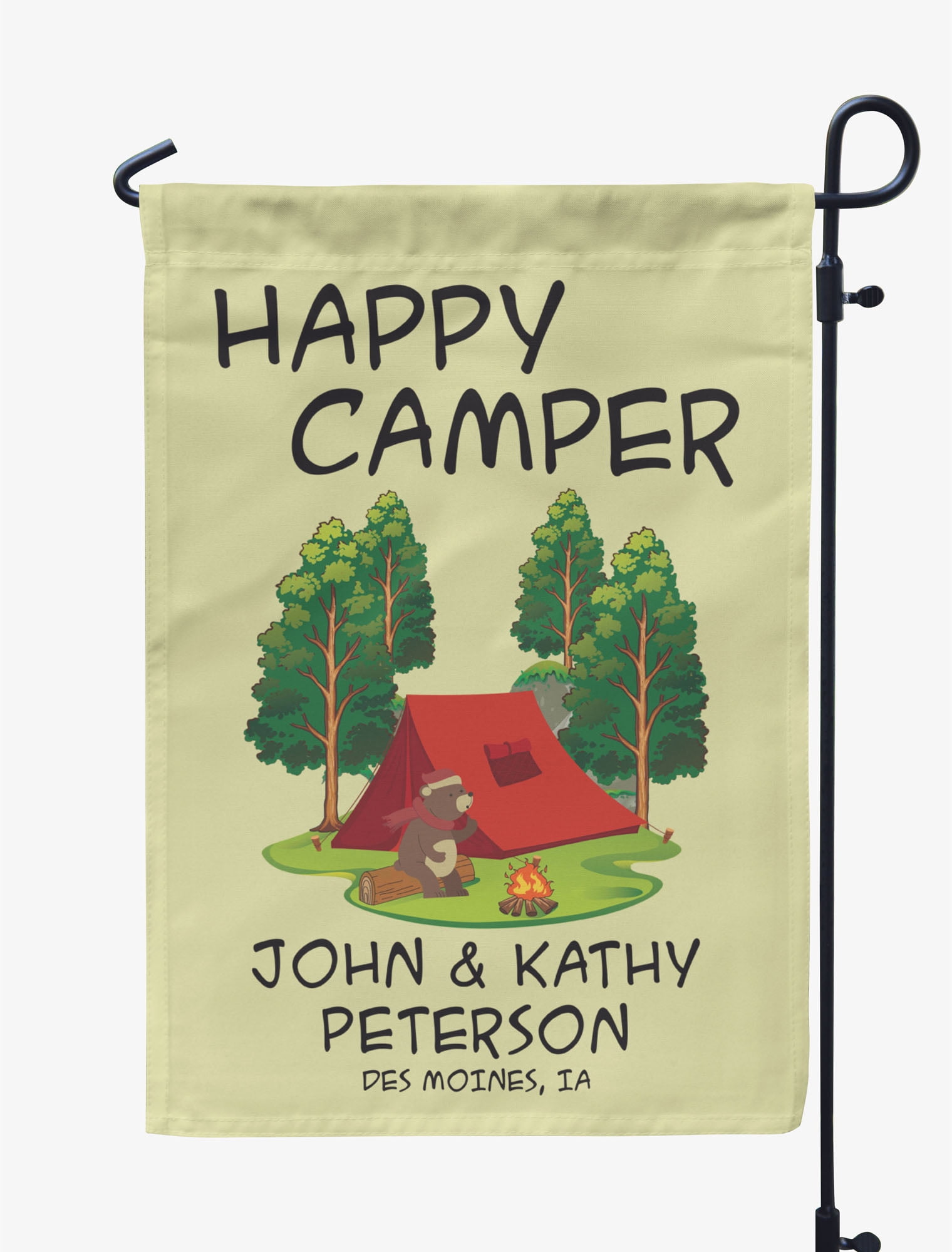 Printtoo Tan Happy Camper Garden Summer CampingFlagCustom