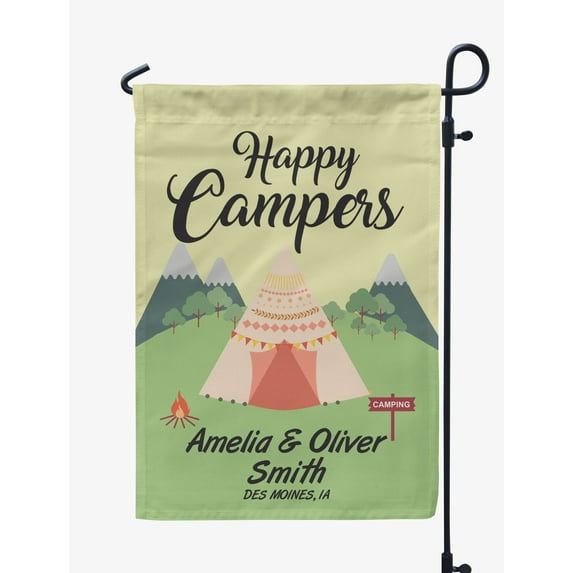 Printtoo Tan Happy Campers Garden Summer 12.5x18 Inches Double SidedFlagsDouble Sided CampFlagCampsiteFlagPersonalized Camping Flags