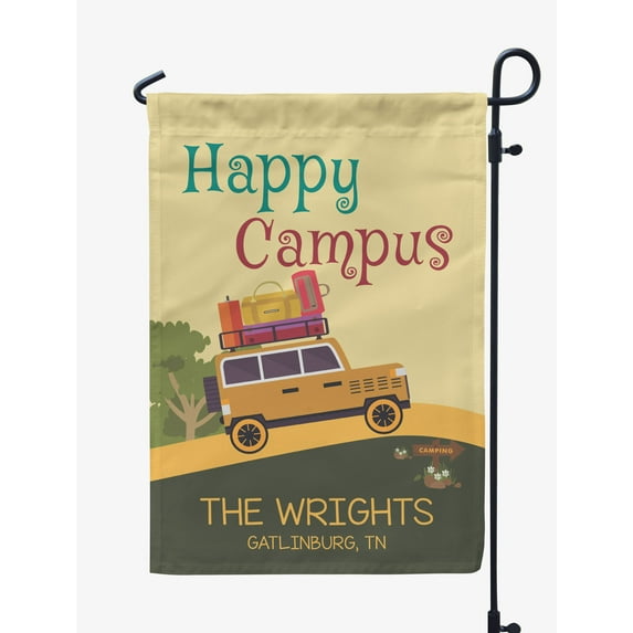 Printtoo Tan Happy Campus Family Camping Car Camping Flags For Campers Personalized Double SidedFlag Outdoor Decor Sign CampsiteFlag