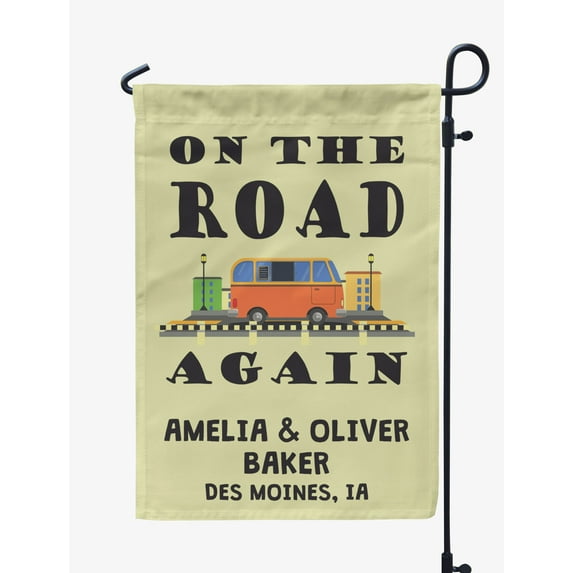 Printtoo Tan On The Road Again Caravans Personalized Camping Flags For Campers Double Sided CampsiteFlagOutdoor GardenFlags