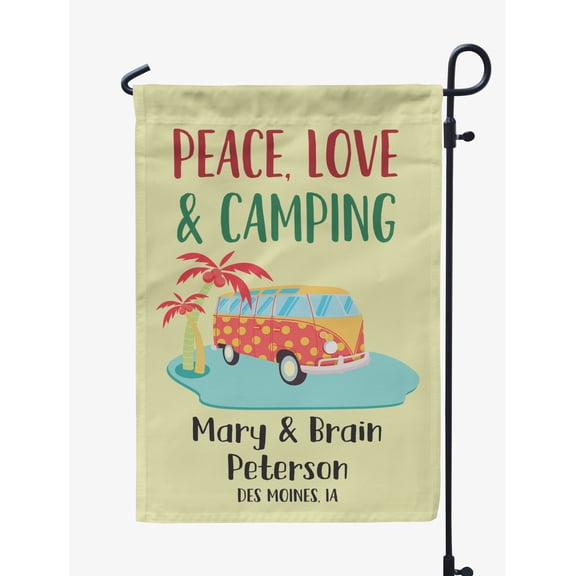 Printtoo Tan Peace| Love & Camping Beach CampingFlagCustom Personalized Camping Flags For Campers Double Sided CampsiteFlag