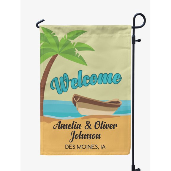 Printtoo Tan Welcome Beach Camping Flags Personalized Outdoor GardenFlagsCamp Decor Accessory Double SidedFlags12.5x18 Inches