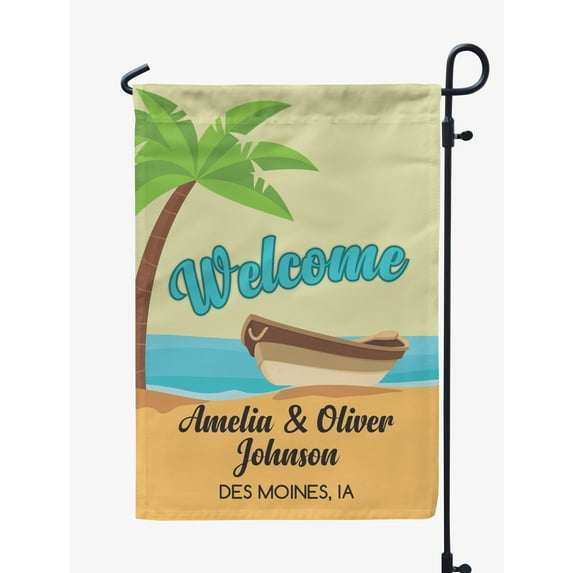 Printtoo Tan Welcome Beach Camping Flags Personalized Outdoor GardenFlagsCamp Decor Accessory Double SidedFlags12.5x18 Inches