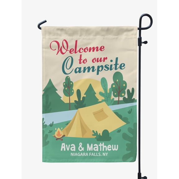 Printtoo Tan Welcome To Our Campsite Outdoor Camping Flags For Campers Personalized Double SidedFlag Outdoor Decor Sign CampsiteFlag