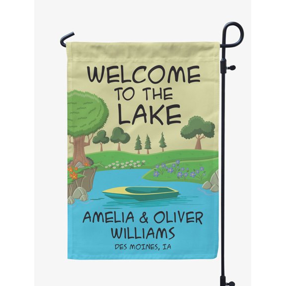 Printtoo Tan Welcome To The Lake Outdoor CampingFlagCustom Personalized Camping Flags For Campers Double Sided CampsiteFlag