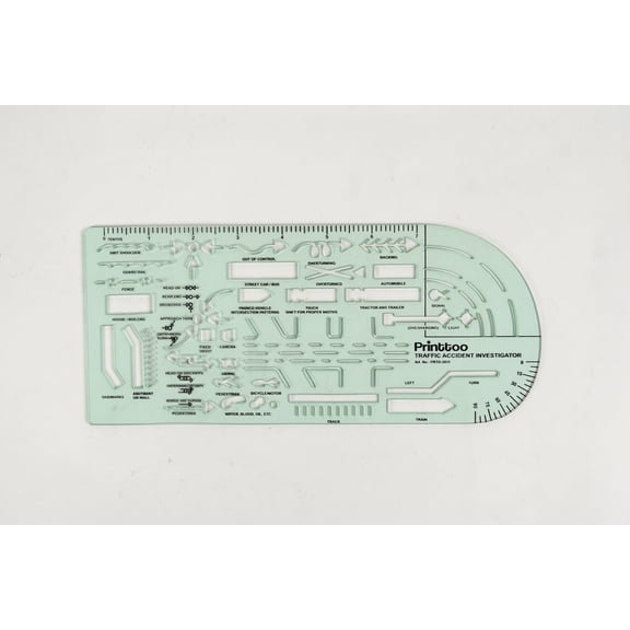 Printtoo Traffic Accident Investigator Stencil, 2mm Acrylic Reusable Traffic Symbols Template with Road, Vehicle & Accident Scene Cutouts for Drafting, Reports, Planning and Diagrams
