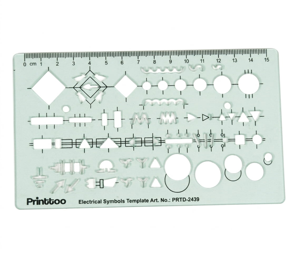 Printtoo Transparent 2mm Electrical Symbols Template for Schematic ...