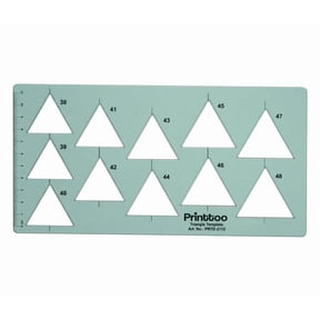 Printtoo Triangle Geometric Drafting Template with Measuring Scale, 2mm Plastic Drawing Stencil for Technical Sketching, Pattern Making, Quilting Layouts, Geometry Work and Precise Design Planning