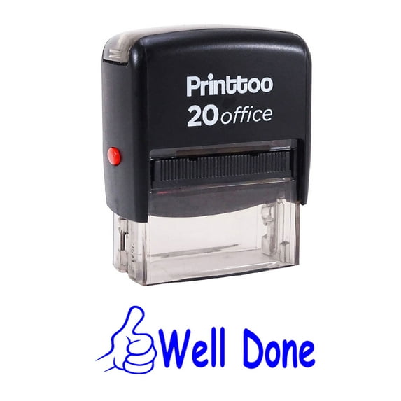 Printtoo WELL DONE Self Inking Rubber Stamp Office Stationary Custom Stamp-Blue