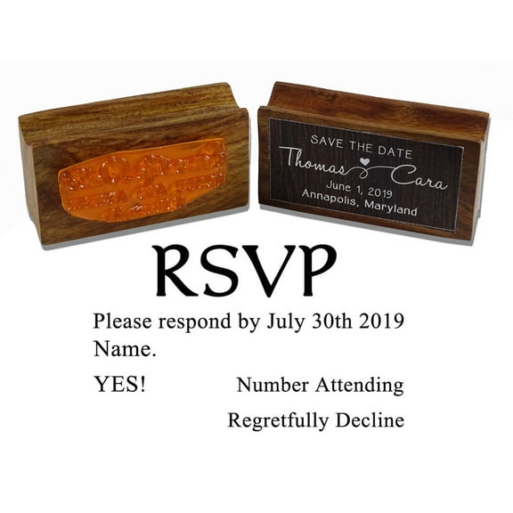 Printtoo Wedding Invitations Custom RSVP Personalized Wood Mounted Envelope Rubber Stamp