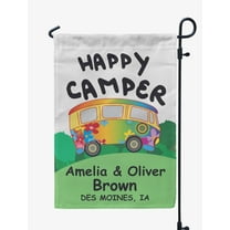 Printtoo White Happy Camper Caravans Personalized Camping Flags For Campers Double SidedFlagCampsiteFlagOutdoor Garden Sign