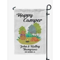 Printtoo White Happy Camper Garden Summer Camping Flags Personalized Outdoor GardenFlagsCamp Decor Accessory Double SidedFlags12.5x18 Inches