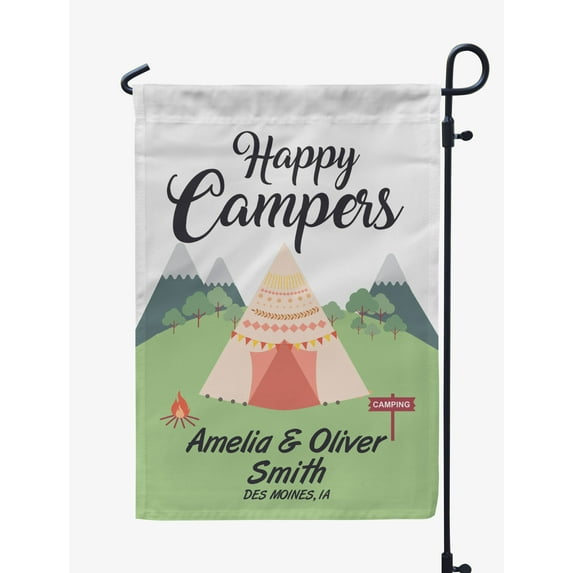 Printtoo White Happy Campers Garden Summer CampingFlagCustom Personalized Camping Flags For Campers Double Sided CampsiteFlag