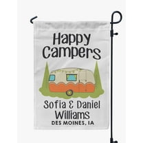 Printtoo White Happy Campers Retro Camp Trailer Camping Flags For Campers Personalized Double SidedFlag Outdoor Decor Sign CampsiteFlag