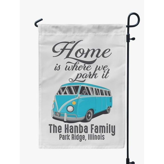 Printtoo White Home Is Where We Park It Caravans Personalized Camping Flags For Campers Double Sided CampsiteFlagOutdoor GardenFlags