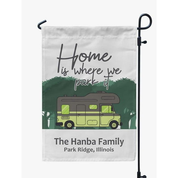 Printtoo White Home Is Where We Park It Class C Motorhome Camping Flags For Campers Personalized Double SidedFlag Outdoor Decor Sign CampsiteFlag