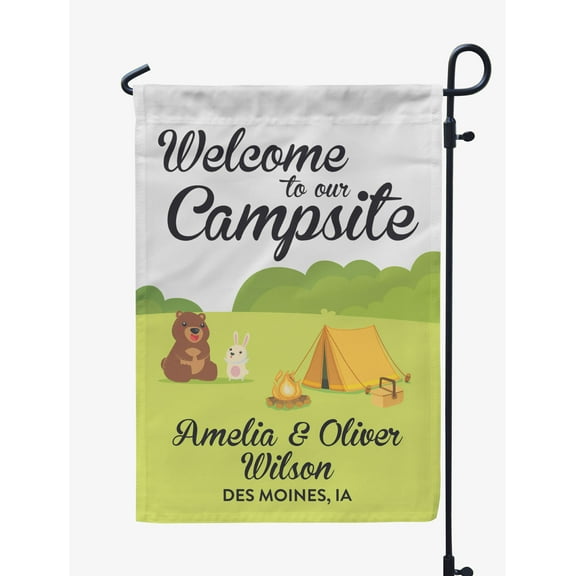 Printtoo White Welcome To Our Campsite Garden Summer Personalized Camping Flags For Campers Double SidedFlagCampsiteFlagOutdoor Garden Sign