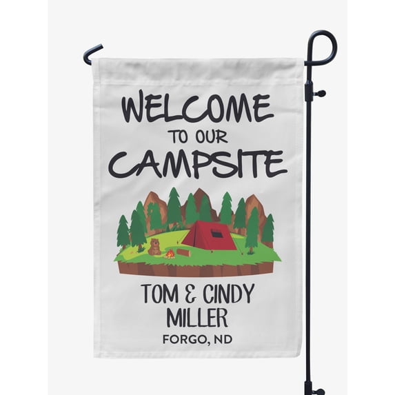 Printtoo White Welcome To Our Campsite Garden Summer Personalized Camping Flags For Campers Double SidedFlagCampsiteFlagOutdoor Garden Sign
