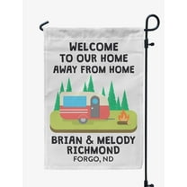 Printtoo White Welcome To Our Home Away From Home Campsite Personalized Camping Flags For Campers Double Sided CampsiteFlagOutdoor GardenFlags