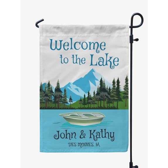 Printtoo White Welcome To The Lake Outdoor CampingFlagCustom Personalized Camping Flags For Campers Double Sided CampsiteFlag