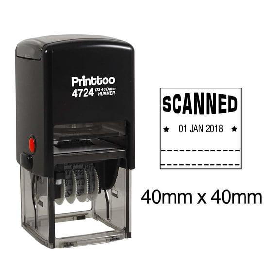 Printtoo With Scanned Text Dater Stamp Office Stationery Self Inking Date Rubber Stamp-Black