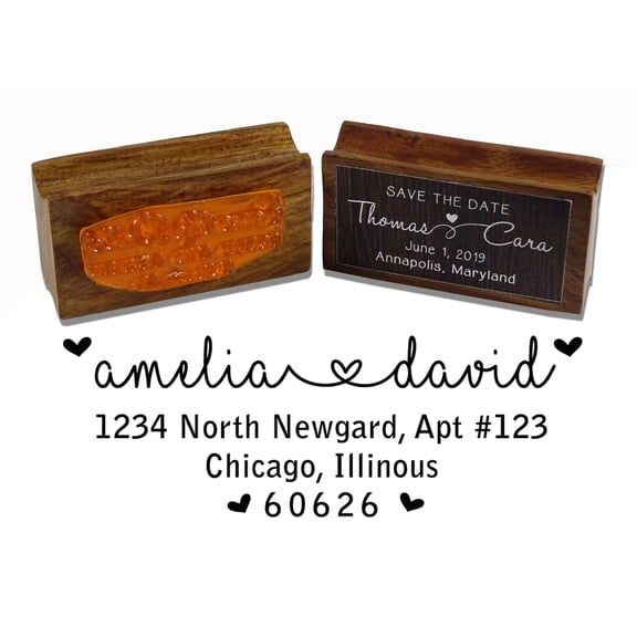 Printtoo Wood Mounted Address Rubber Stamp Personalized Wedding Favor Custom Stamper-2.6 x 1.1 Inches