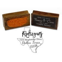 Printtoo Wood Mounted Round Custom Address Return Rubber Stamp Texas Map Personalized Stamper Gift Idea