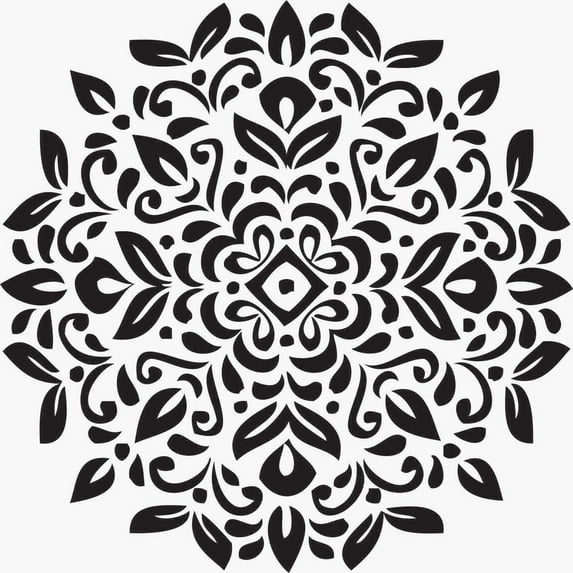 Printtoo Wooden Rubber Stamp Floral Mandala Pattern Scrap-booking Craft Textile-5 Inch