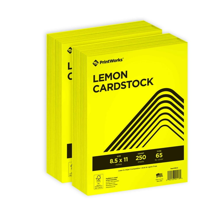 Lemon Yellow Bright Color Cardstock Paper, 65lb Cover, 8.5 x 11