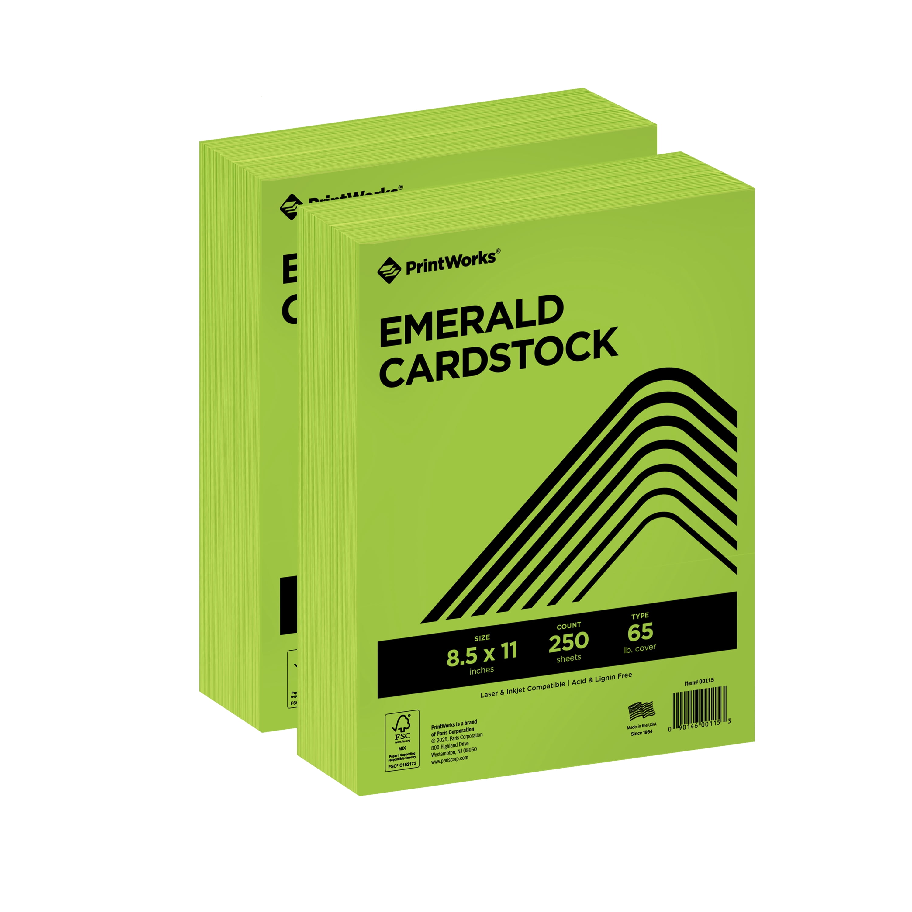 Printworks Bright Color Cardstock, Emerald Green, 8.5 x 11, 65 lb, 500 Sheets