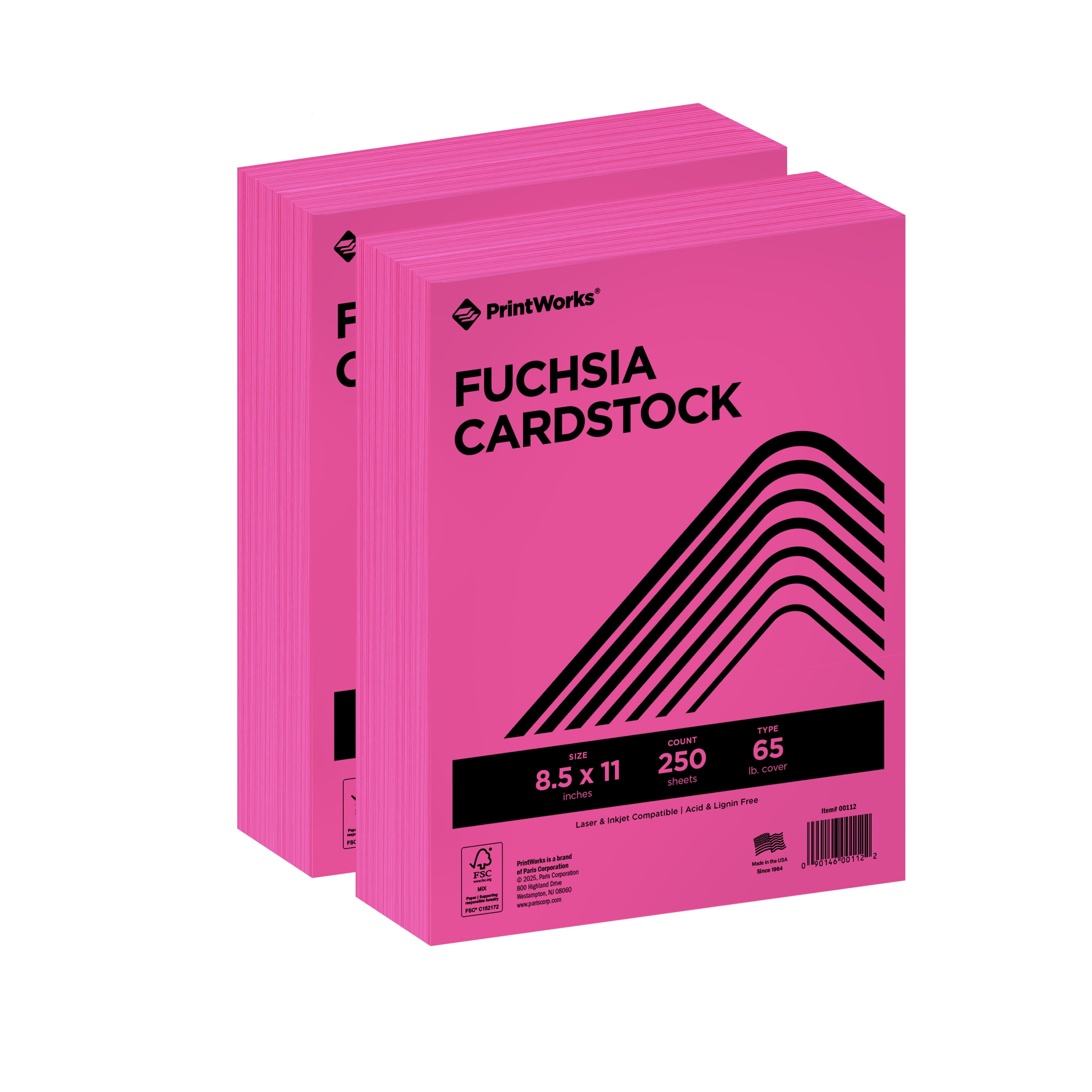 Printworks Bright Color Cardstock, Fuchsia Pink, 8.5 x 11, 65 lb, 500 Sheets