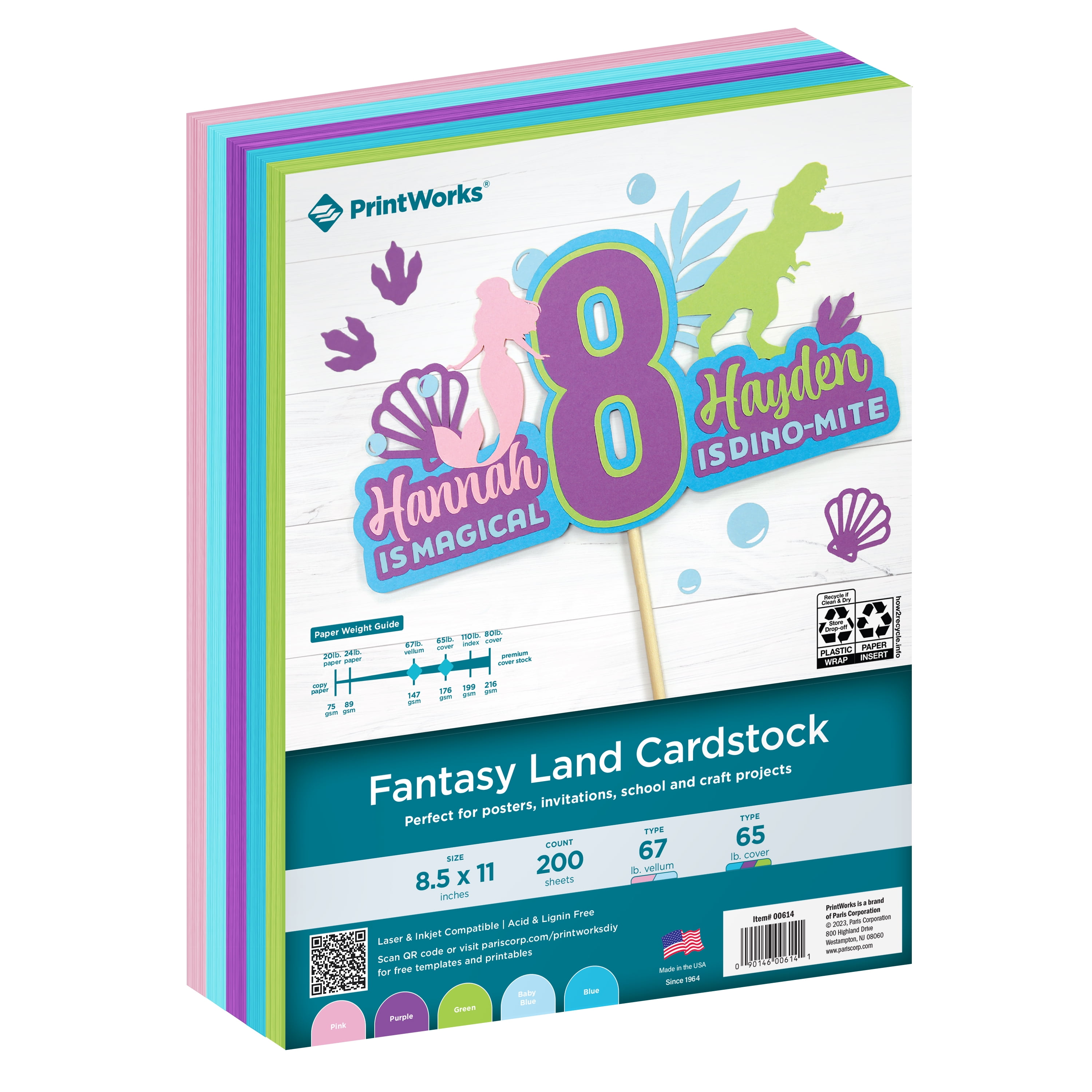 Printworks Fantasy Land Cardstock, Assorted Colors, 8.5 x 11, 200 Sheets
