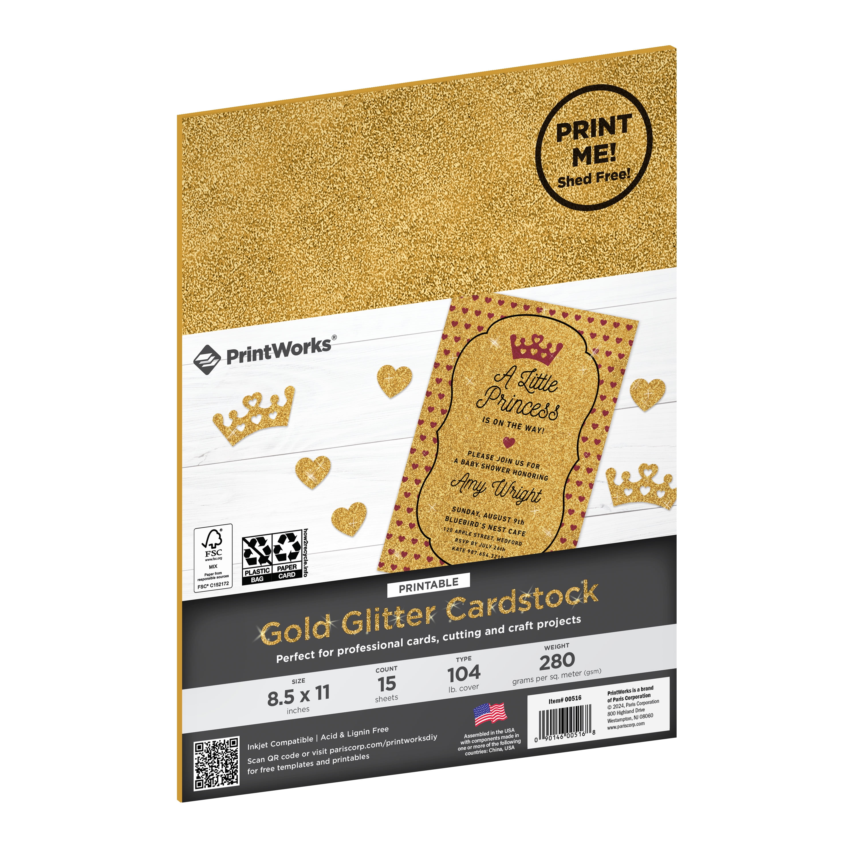 Printworks Gold Glitter Cardstock, 8.5 x 11, 15 Sheets - Walmart.com