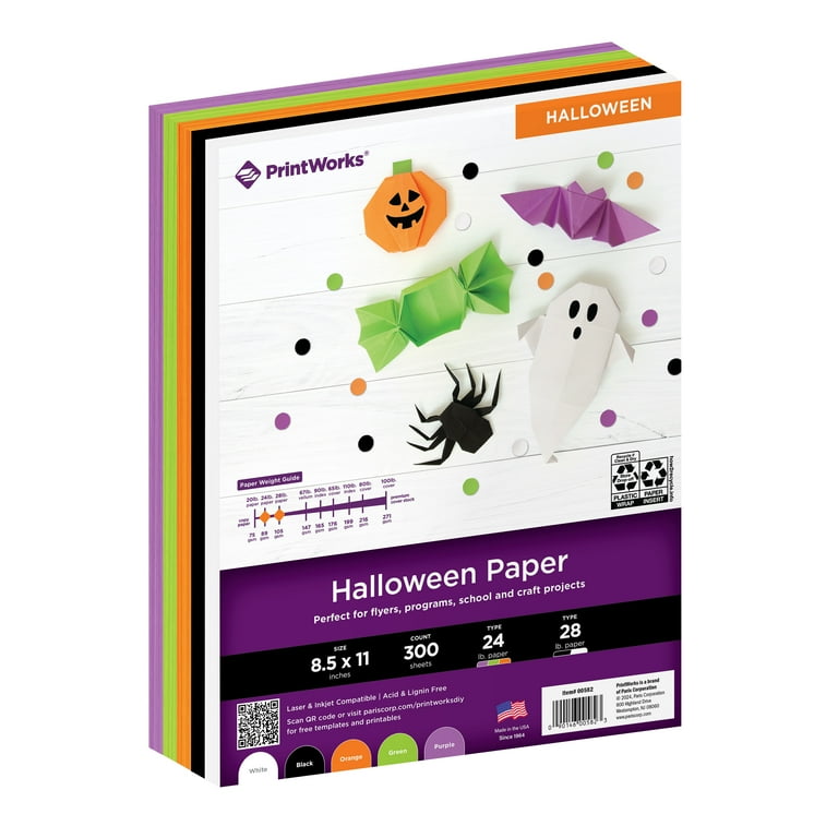 Printworks Halloween Paper, Assorted Colors, 8.5 x 11, 300