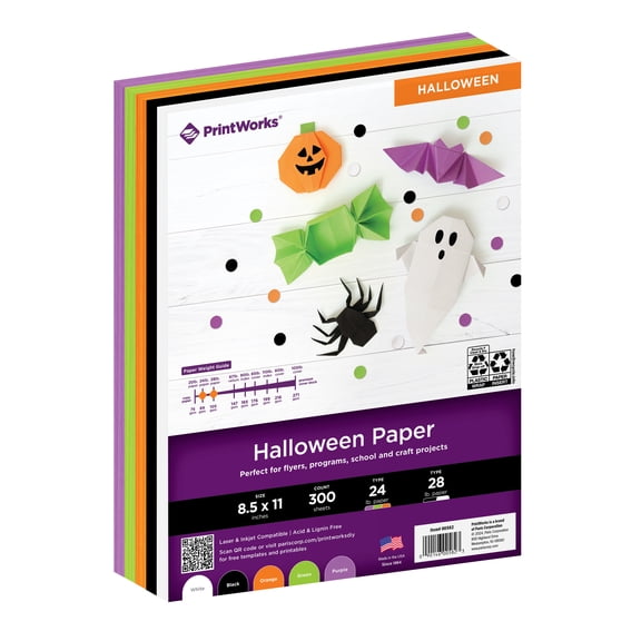 Printworks Halloween Paper, Assorted Colors, 8.5 x 11, 300 Sheets