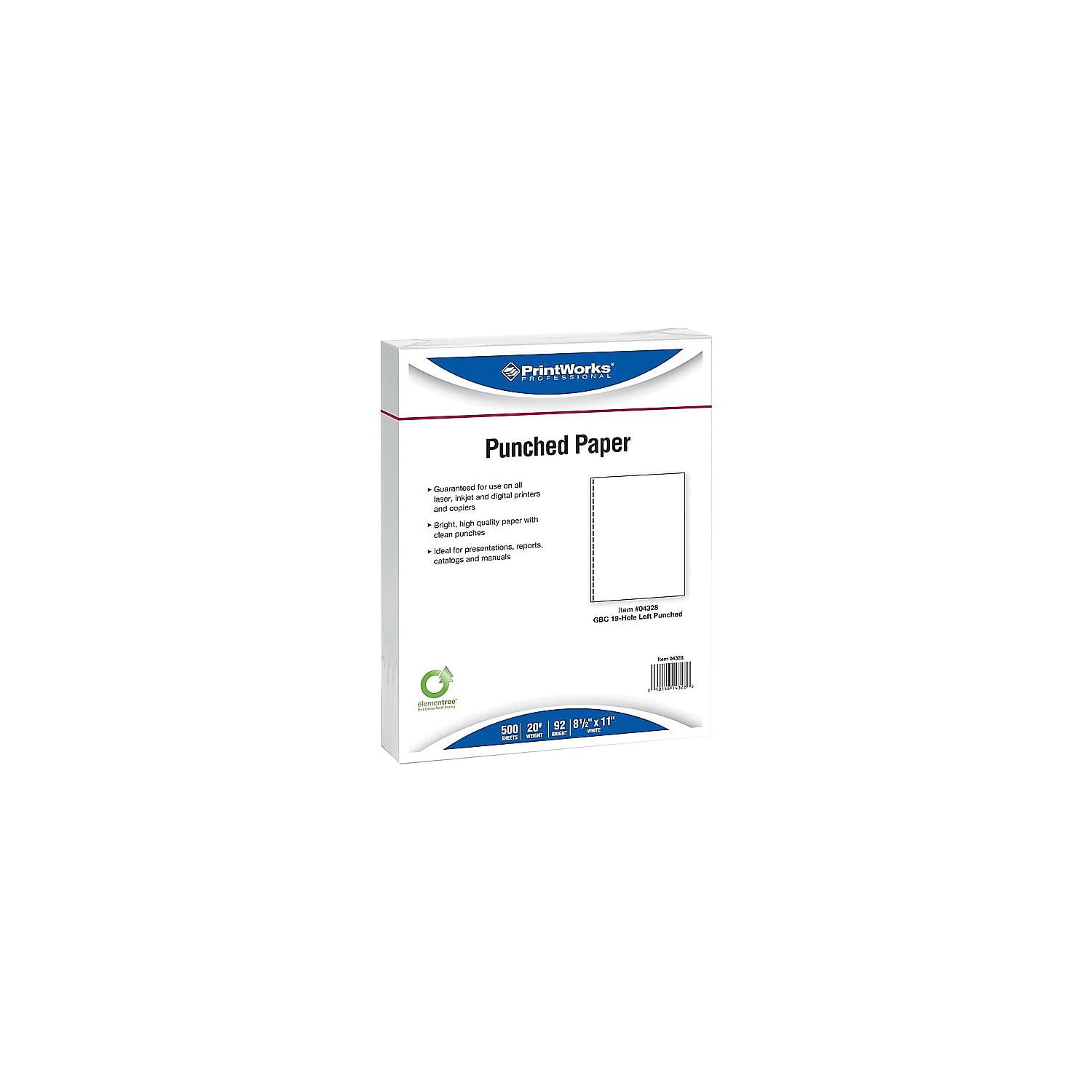 Printworks Professional 8.5" x 11" Multipurpose Paper 20 lbs. 92 Brightness 500/Ream 5 Reams/Carton