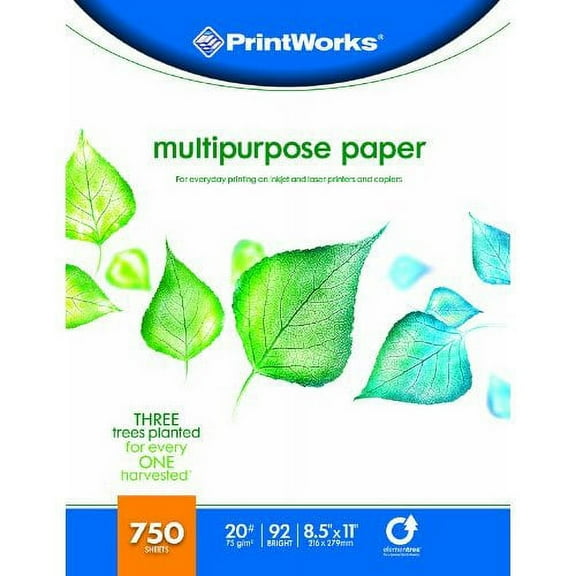 Printworks Multipurpose Paper 20 Pound 92 Bright 750 Sheets 8.5x11 Inches (00009)