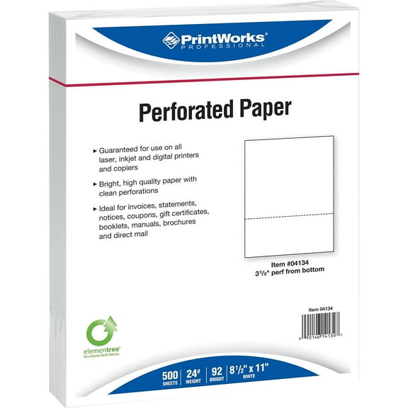 Printworks Professional 8.5" x 11" Business Paper 24 lbs. 92 Brightness 2500/Carton (04134)