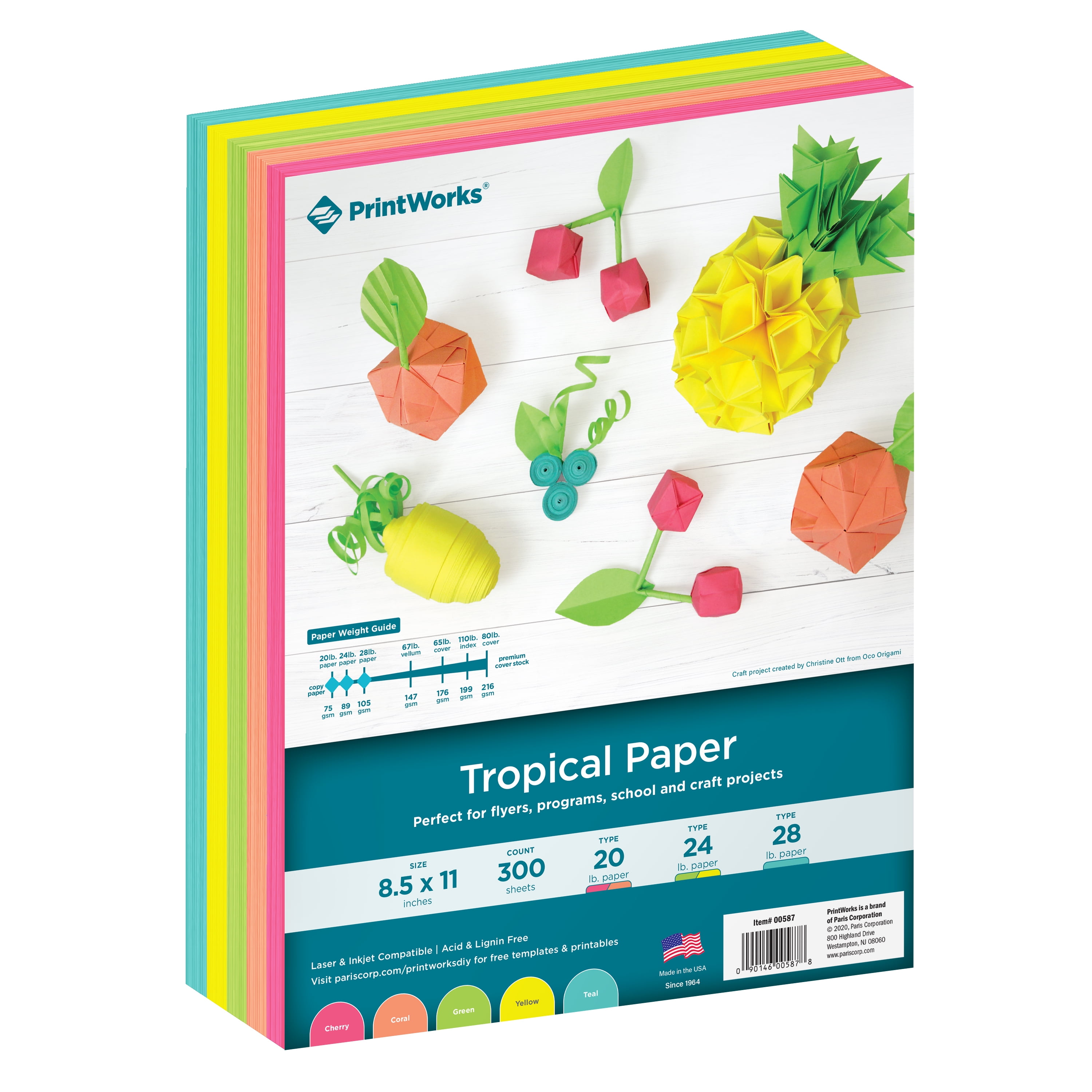 Printworks Tropical Paper, Assorted Colors, 8.5 x 11, 300 Sheets