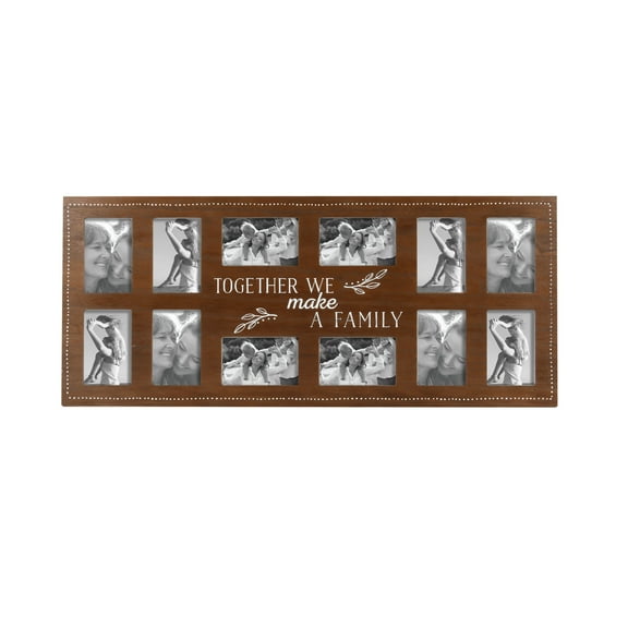 Prinz 12-Opening, 4"x6" Together Wall Hanging Collage Picture Frame in Dark Brown