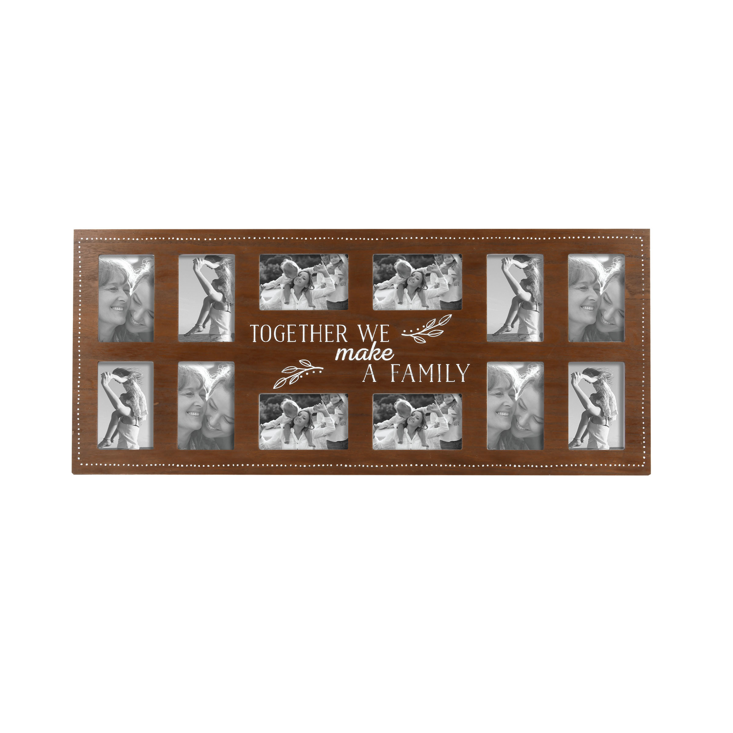 Prinz 12-Opening 'Together' Wall Hanging Collage Picture Frame, for 4"x6" Photos, Dark Brown - image 1 of 5