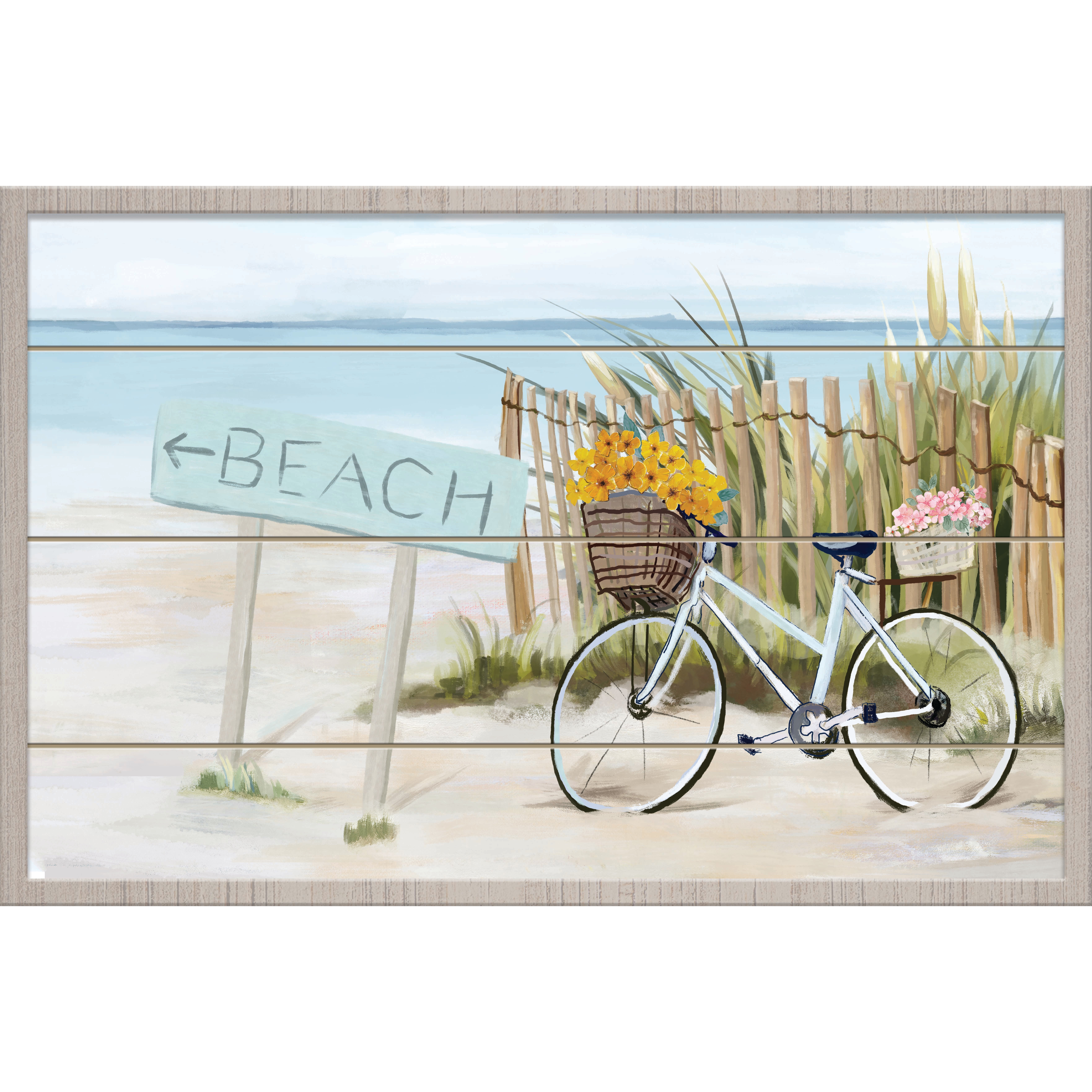 Prinz 23.5" x 15.5" Beach Sign Wall Art, Coastal Wall Decor for Bathroom, Living Room, Bedroom, Multicolor