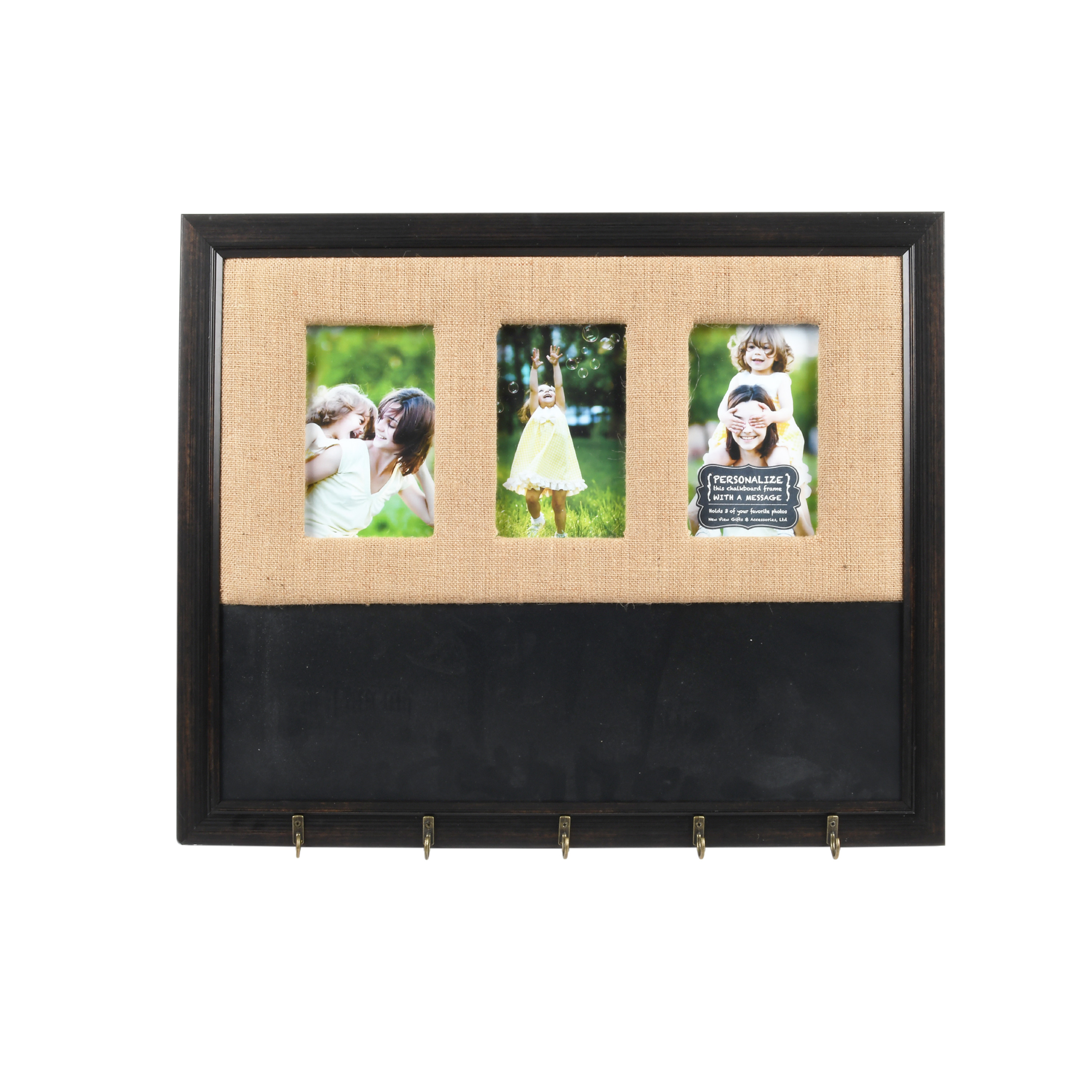 Prinz 3Opening 4 x 6 Burlap Wall Collage Picture Frame with Chalkboard