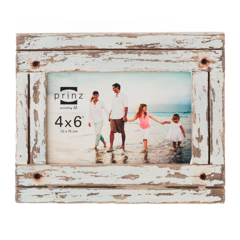 Prinz Homestead 4-Inch x 6-Inch Distressed Wood Picture Frame, White