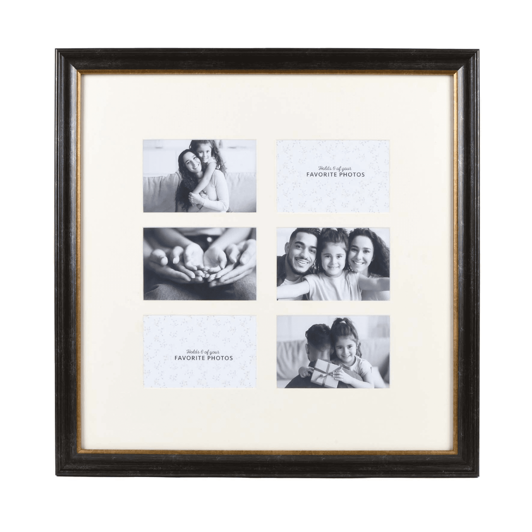 Prinz 6Opening 20" x 20" BlackGold Matted Wall Collage Picture Frame