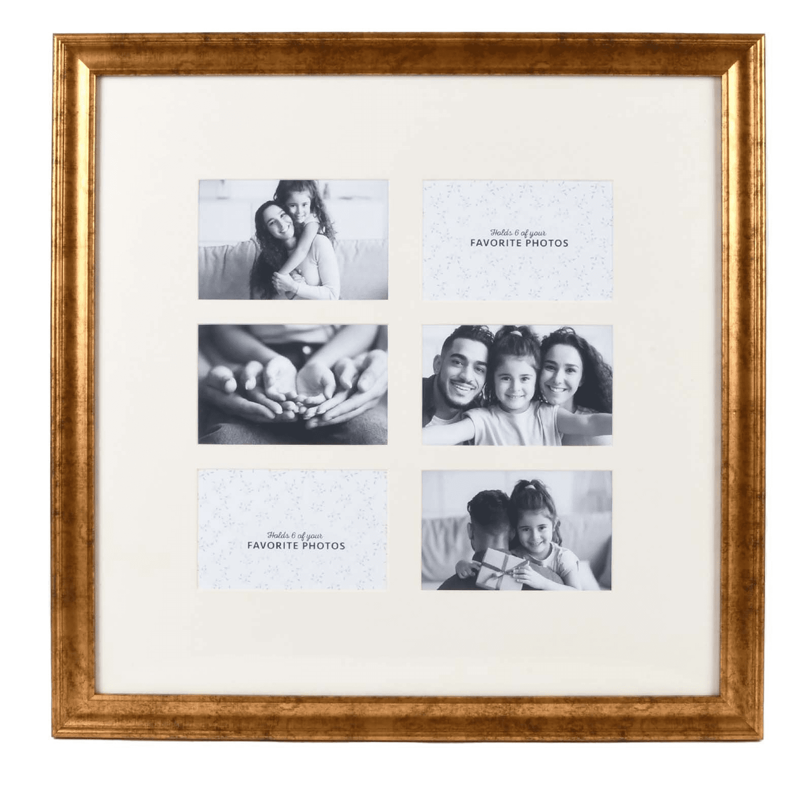 Prinz 6Opening 20" x 20" Gold Matted Wall Collage Picture Frame, Holds