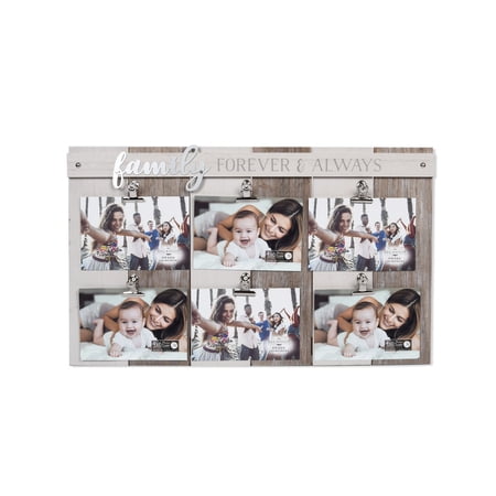 Prinz 6 Photo Opening Family Forever Always Sentiment Collage Picture Frame with Metal Word