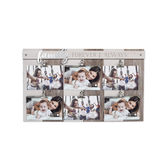Prinz 6 Photo Opening Family Forever Always Sentiment Collage Picture Frame with Metal Word
