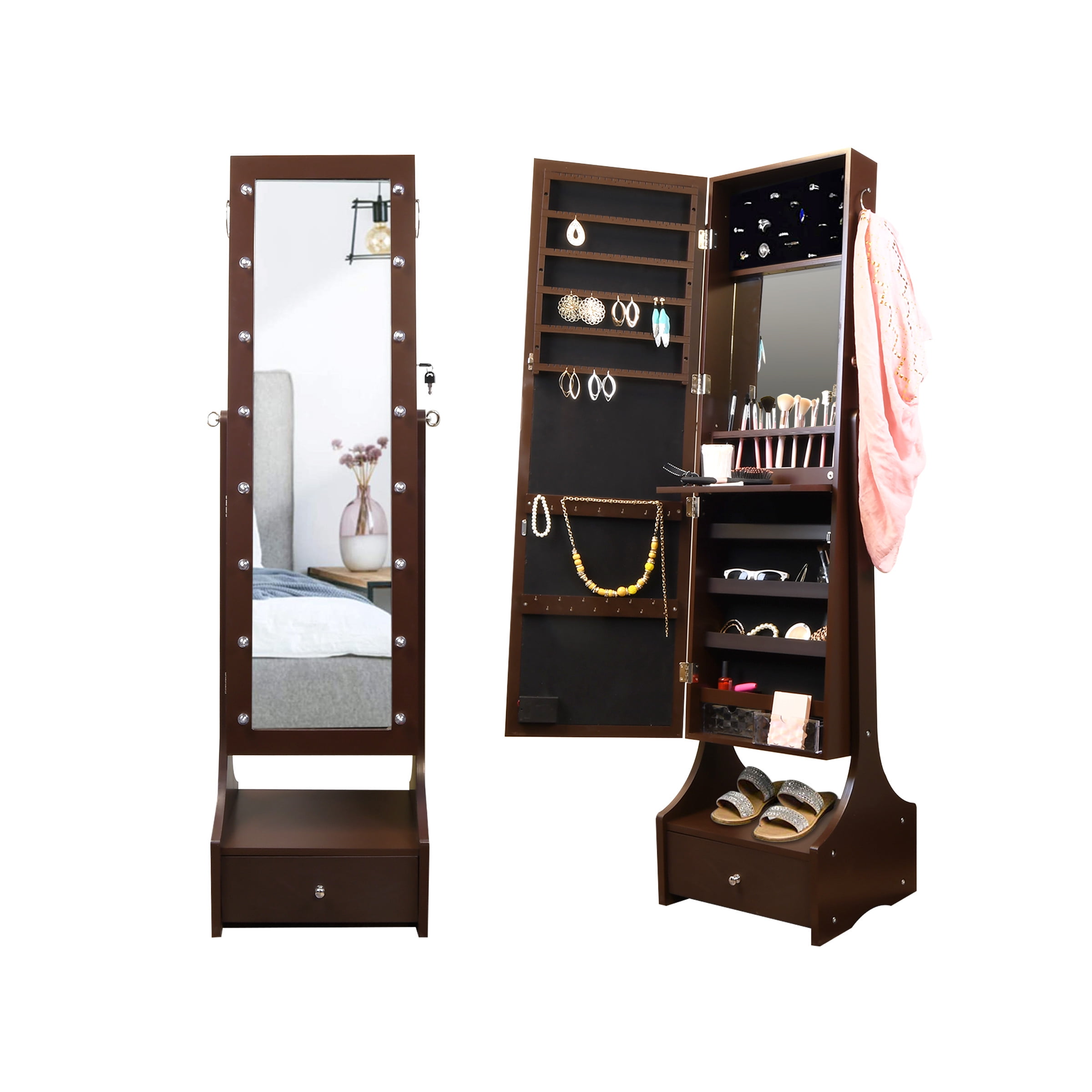 Jewelry Armoire with full length Mirror,Makeup organizer, jewelry