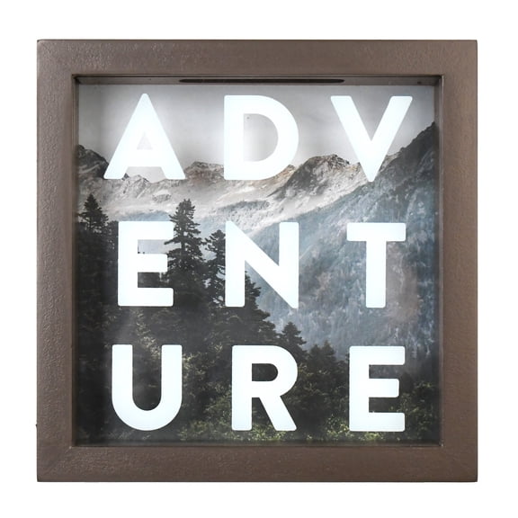 Prinz 6x6 Adventure Fund Glass Front Shadowbox Piggy Bank, Brown